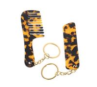 Didiseaon 2 Pcs Portable Mini Wide Tooth Hair Comb Keychain for Curly Wavy Long Hair Daily Care Acetate Leopard Print Stylish Detangler with Keyring for Travel and Everyday Use