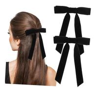 Didiseaon 2 Pcs Velvet Hair Bows for Women Small Thin Ribbon Clips Soft Comfortable Material Secure Fastening Stylish Accessories for Ponytails Buns Braids