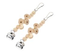 Didiseaon 2 Pcs Wooden Beads Parrot Chewing with Bell, Entertaining and Skill Developing Hanging Bird for Small Birds and Parrots
