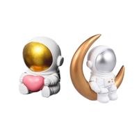 Didiseaon 2 Pieces Resin Astronaut Figurines Cake Toppers Space Theme Birthday Party Decorations Mini Astronaut Statue for Sweet Table and Car Ornament