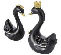 Didiseaon 2 Pieces Resin Swan Decoration Set Mini Black Swan Figurines 5.7Cm 4.3Cm Wedding Cake Decor and Car Ornament DIY Craft Adornment for Home and
