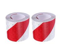 Didiseaon 2 Rolls Reflective Safety Tape Red White Twill Hexagonal Honeycomb Pattern High Visibility Night Conspicuity Sticker UV Resistant Weatherproof for Vehicles Trailers Road Use