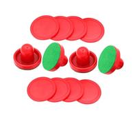 Didiseaon 2 Sets Air Hockey Pushers and Pucks Set with Self-adhesive Lint Pads Replacement Accessories for Table Hockey Strikers and Paddle Pushers Red and Puck Compatible for Home and Party
