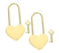 Didiseaon 2 Sets Heart Shaped Padlocks with Keys Couple Love Locks for Suitcase Luggage Travel Decorative Diary and Small Box Security Gold
