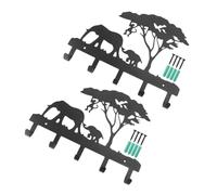 Didiseaon 2 Sets Heavy Duty Cast Iron Elephant Wall Hook Animal Shaped Coat and Key Hangers Black Iron Storage Hooks for Clothes Towels Bags Easy Installation