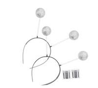 Didiseaon 2 Sets Martian Antenna Hairbands Silver Glitter Ball Head Boppers Lightweight Costume Accessories for Women and Masquerade Party Headbands