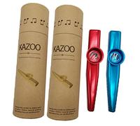 Didiseaon 2 Sets Metal Kazoo for Vibrant Red Blue Musical Instruments for Guitar Ukulele Accompaniment Lightweight Portable