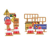 Didiseaon 2 Sets Miniature Traffic Road Sign Educational Barricades Kit for Portable Community Helpers Play for Road Safety Learning and Creative Pretend Play