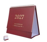 Didiseaon 2026-2027 Desktop Calendar 18 Months - Academic Year Desk Planner for Home Office School, Wirebound Monthly Flip Organizer for Time Management & Scheduling (dark Red)