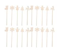 Didiseaon 20pcs DIY Wooden Fairy Wands for Christmas Motifs Unfinished Star-shaped Craft Sticks with Reindeer Snowman Tree Stocking Designs Safe Paintable Craft Supplies for Birthday Holiday