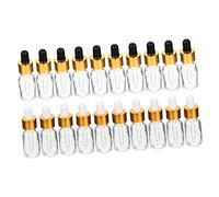 Didiseaon 20pcs Glass Dropper Bottles for Travel Essential Oil Bottle Gold Top Multipurpose Pipette Dropper