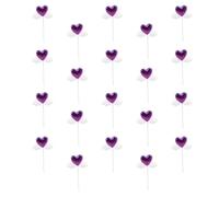 Didiseaon 20pcs Heart Wings Cake Topper Set for Cupcake and Mousse Food Safe Pu Material Cake Decoration Insert for Birthday and Banquet Party Random Color