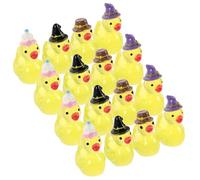 Didiseaon 20pcs Mini Resin Duck Figurines Set with Glow in Dark Effect, Assorted Brown, Birthday, Black, and Fantasy Hats, Miniature Animal Ornaments for Garden, Dollhouse, and Home