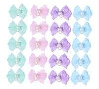 Didiseaon 20pcs Pet Head Flower Hair Bands Rubber Tie Lace Bowknot for Cat Dog Puppy Adorable Pet Hair Ties for Daily Use
