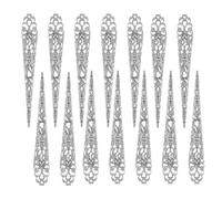 Didiseaon 20pcs Silver Hollow Long Claw Nail Rings Fake Finger Covers Gothic Queen Claw Costume Jewelry Accessories for Halloween Party Festival Makeup