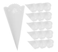 Didiseaon 20PCS White Hollow Paper Confetti Holders Craft Petal Cones for Wedding Party Decorations Biodegradable and Easy to Fold DIY Vintage Style Storage Cones for Real Petals and Candy