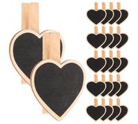 Didiseaon 24pcs Blackboard Photo Clip Note Taking Clip Heart-Shaped Wooden Stylish Home Decor Easy Message Changes for Romantic Occasions