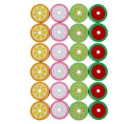 Didiseaon 24Pcs Fruit Pattern Metal Mason Jar Lids with Straw Hole, Regular Mouth Canning Replacement Caps, Reusable Storage Covers for Drinking Jars and Jam Pots