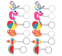 Didiseaon 24pcs Hawaiian Beach Party Keychain Hanging Decorations Cute Cartoon PVC Pendant Charms with Ice Cream Diving Mask Duck Flip Flops Volleyball Lightweight Bag Accessories for Luau