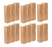 Didiseaon 24pcs Kraft Paper Wine Bags Bulk Paper Wine Bags for Retail with Handles Light Brown