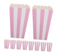 Didiseaon 24pcs Small Pink Striped Paper Buckets Fun Functional Popcorn Holders for Birthday Parties Movie Nights Picnics Chic Design Oil Resistant Material Easy Assembly