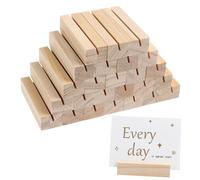 Didiseaon 25pcs Rectangular Wooden Photo Holders with Memo Clips for Home Office Tabletop Display Portable Card Stands for Wedding Party Banquet and Special Event Decorations