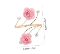 Didiseaon 2pcs Adjustable Flower Cuff Bracelet with Pearl Embellishments Open Metal Arm Cuff Jewelry Inspired by Curtain Hooks Flexible Fit for Womens Summer Statement Accessory Pink
