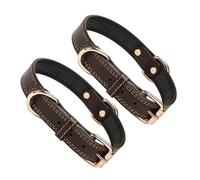 Didiseaon 2pcs Adjustable Leather Pet Collar for Small and Dogs and Cats Soft Design with Metal Buckle and D-ring in Brown Comfortable Fit for Everyday Wear and Festive Events