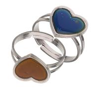 Didiseaon 2Pcs Adjustable Unisex Temperature Changing Mood Rings Bohemian Heart-shaped Color Shift Jewelry Emotion Rings for Men and Women Stylish Accessory Enhancing Finger Appearance