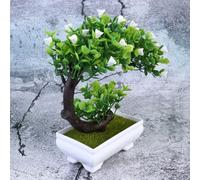 Didiseaon 2pcs Artificial Bonsai Plants Home Decor Plastic Potted Tree Ornaments Yellow White Indoor Outdoor Decorative Faux Trees for Office Coffee Table Hotel