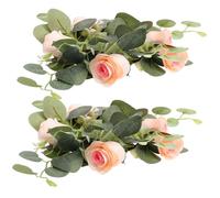 Didiseaon 2pcs Artificial Rose Pillar Candle Wreaths Color Floral Candle Rings for Dinner Party Table Decoration Home and Hotel Use