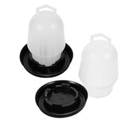 Didiseaon 2pcs Automatic Chicken Waterer and Feeder Plastic Poultry Drinking Bucket with Clip 0.75kg White Base for Chickens Ducks Geese Farm Use