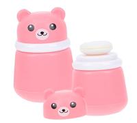 Didiseaon 2Pcs Bear-shaped Powder Puff Case with Container for Body Powder and High-grade Sponge Portable Puff Storage Box for Newborn Skin Care