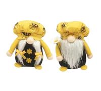 Didiseaon 2pcs Bee Gnome Plush Dolls Set Yellow and White Hats, Decorative Dwarf Figurines for Party and Home Decor