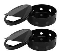 Didiseaon 2Pcs Black Enamel Bbq Smoking Boxes 8Cm Wood Chip Smoker Trays for Barbecued Meat Charcoal Burner Accessories for Outdoor Grilling