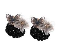 Didiseaon 2pcs Black Fabric Hair Nets for Women with Embroidery Easy to Use and Comfort Protection Hair Bun Covers Elegant and Stylish Suitable for Weddings and Proms