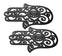 Didiseaon 2pcs Black Hamsa Palm Evil Eye Wall Decor Made of Sturdy Density Board, Vintage Style with Fine and Beautiful Workmanship, Hanging Ornaments for Balcony and Living Room Decoration