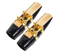 Didiseaon 2pcs Black Plastic Alto Saxophone Mouthpieces with Gold Ligature Enhanced Sound Quality and Stability Compact Portable Kit for Beginner and Professional Sax Players Performances