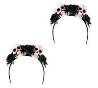 Didiseaon 2pcs Bloody Skull Headband Imitation Flower Hairband for Halloween Decor