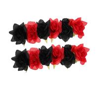 Didiseaon 2pcs Bridal Flower Headband Wedding Party Headwear Bride Floral Hair Accessories Elastic Red Black for Women