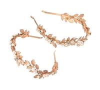 Didiseaon 2pcs Bridal Pearl Leaf Headband Wedding Headwear Gold Alloy Baroque Style for Bride and Bridesmaids Formal Events