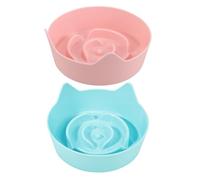 Didiseaon 2pcs Cat Bowl Cat Ear Shape Slow Feeder Bowl for Kitten Pet Food Non-slip Base Vibrant Candy Colors