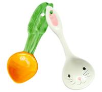 Didiseaon 2pcs Ceramic Soup Serving Spoons with Short Handles and Cartoon Shapes, Fine Craftsmanship Decorative Spoons for Dining Table Use and Replacement of Old or Broken Utensils
