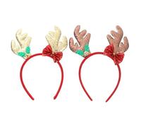 Didiseaon 2Pcs Christmas Deer Antlers Headband with Glitter Sparkling Xmas Headwear for Holiday Parties Cosplay Stage Performances and Photo Props Gold and Colors