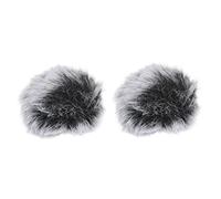 Didiseaon 2pcs Clip-on Microphone Windproof Cover Noise Reduction Fur Mic Protector for Recording and Podcasting, Grey-black Noise Shield for Clip Mic Use