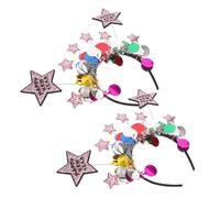 Didiseaon 2pcs Colorful Headband Happy Year Star Five Pointed Star Design Festive Party Headwear for Year Celebrations Tinsel Hair Band