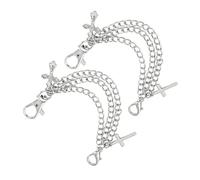 Didiseaon 2pcs Cross Chain Shoe Decoration for Boots, Silver Fashion Charm | Lightweight Iron Alloy with Lobster Clasps, Layered Bright Finish, Quick Clip-on Style for Concerts