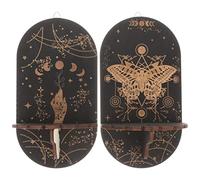 Didiseaon 2pcs Crystal Shelf Magical Hand Display Shelf Sun Moon Star Wooden Floating Holder Witch Stuff Stand for Rock Gemstone Meditation Spiritual Decor