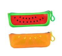 Didiseaon 2pcs Cute Vegetable Silicone Pencil Case with Zipper, Large Capacity Pen Organizer Pouch for Students’ Stationery Storage, Watermelon and Orange Fruit Design