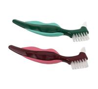 Didiseaon 2pcs Double-Headed Denture Cleaning Brush Hard Bristle for False Teeth Care for Oral Appliance Cleaning at Home
